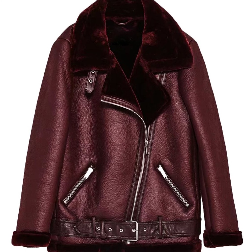 Faux Shearling Biker Jacket - Picture 2 of 2